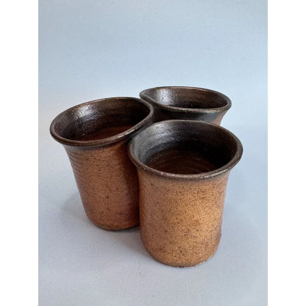 Beaver Creek Pottery Stoneware Utensil Holder Brown 3-Section 3.5"x5.25" 1981 - Picture 4 of 7